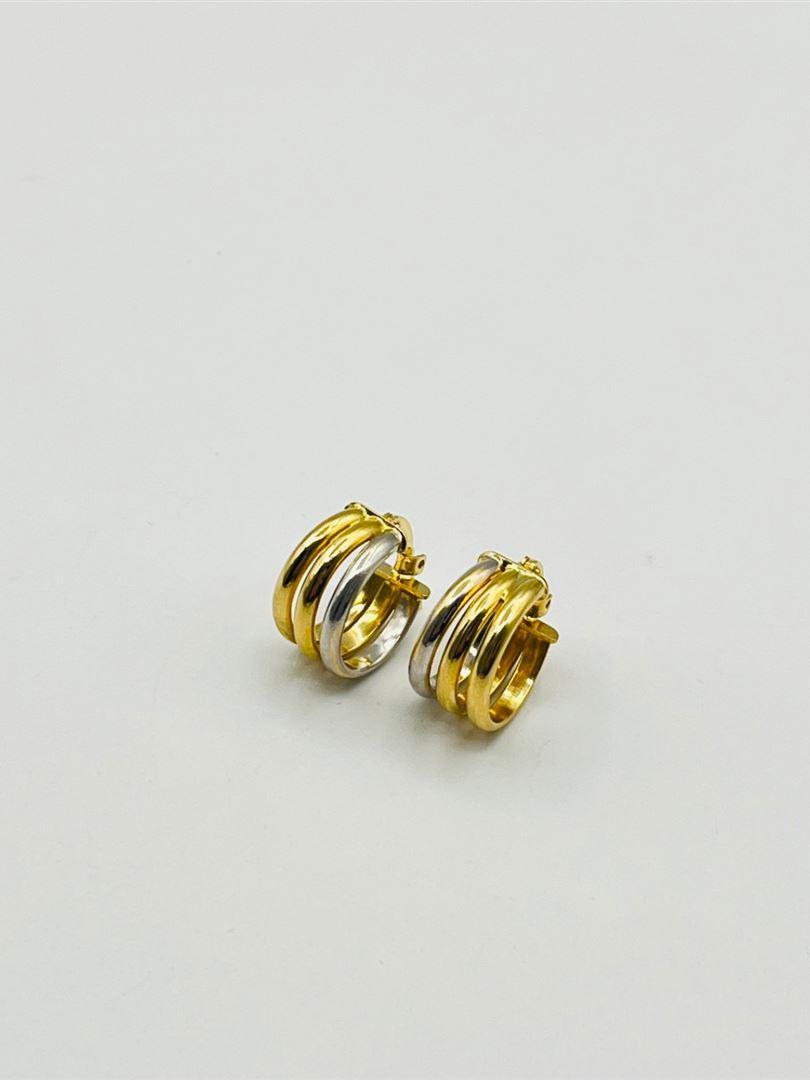 گوشواره طلا 18 عیار حلقه ای سفید و زرد 128980