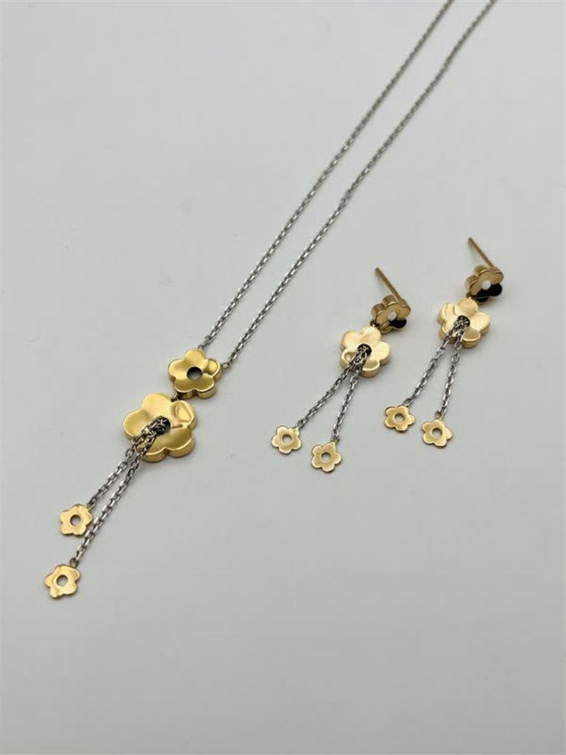 نیم ست طلا 18عیار گل رزگلد