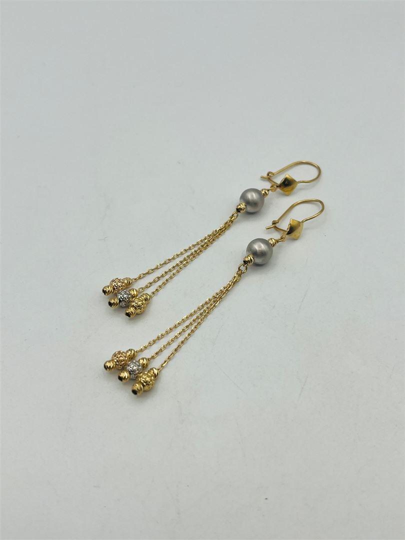 گوشواره طلا 18عیار البرنادو سه رنگ 133237