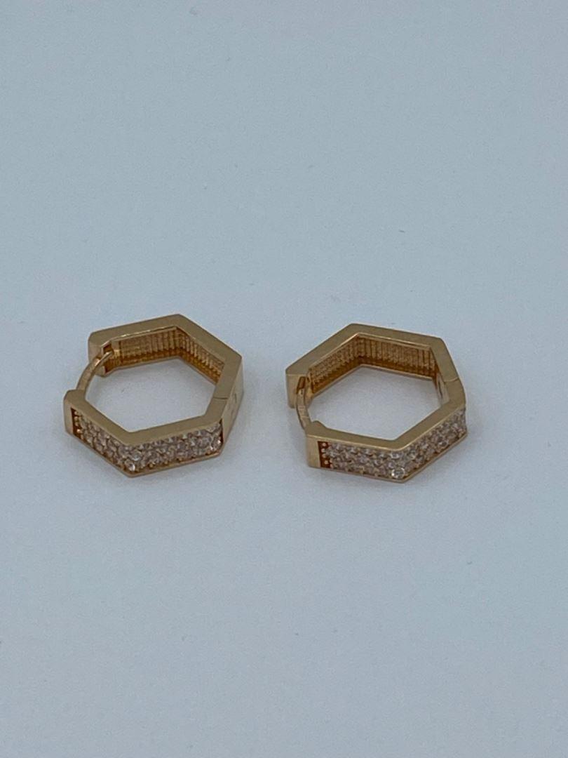 گوشواره طلای 18عیار 5ضلعی نگیندار
