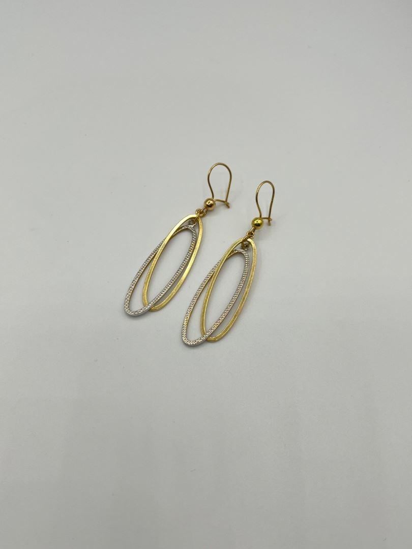 گوشواره طلا 18 عیار آویز بیضی 126656