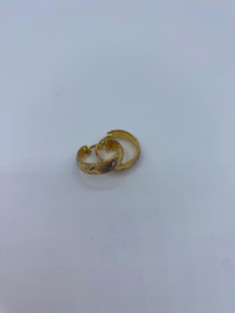 گوشواره حلقه ای تراشدار طلای 18 عیار 126094