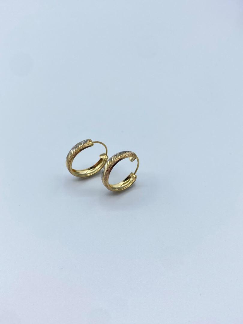 گوشواره طلا 18 عیار حلقه ای تراش [126471]	