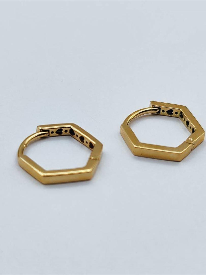 گوشواره طلا 18 عیار حلقه ای هندسی 137295