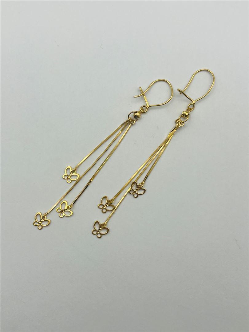 گوشواره طلا 18عیار آویز پروانه 134626