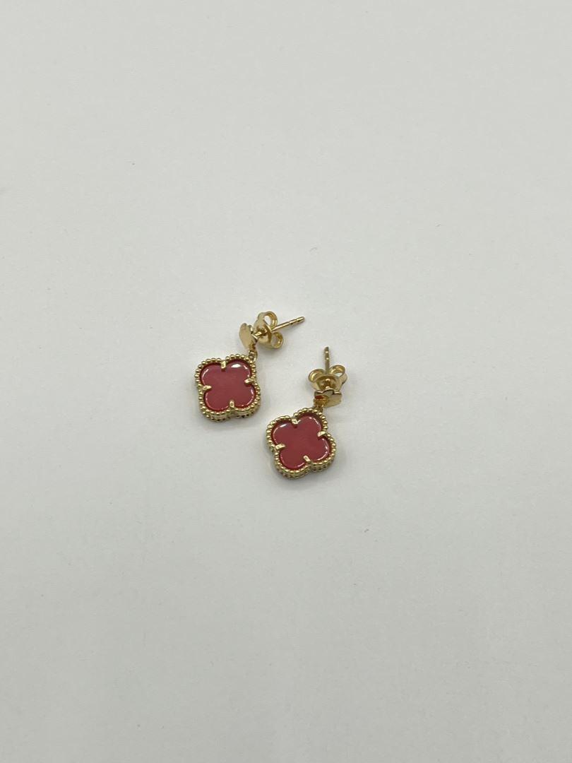 گوشواره میخی طلا 18 عیار ونکلیف قرمز 126970