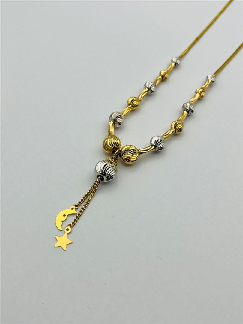 گردنبند طلا 18عیار گوی دورنگ