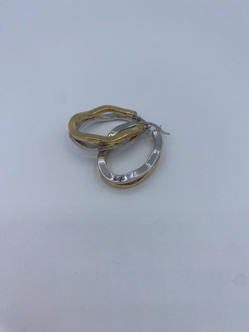 گوشواره بیضی دو رنگ طلای 18 عیار 126090