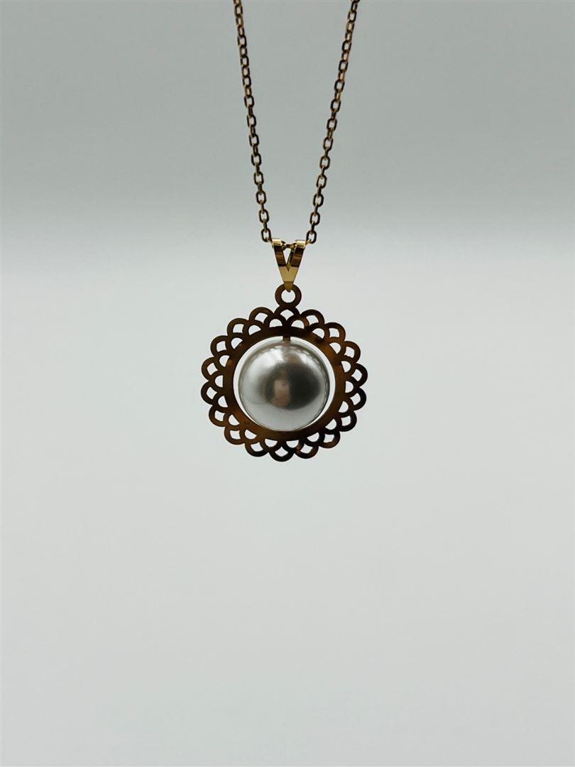 آویز پلاک طلا 18عیار مروارید142763