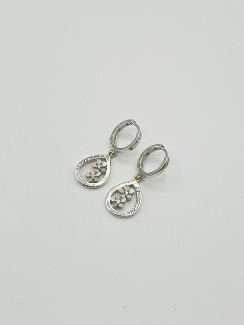 گوشواره طلا 18 عیار سفید اشکی 128725