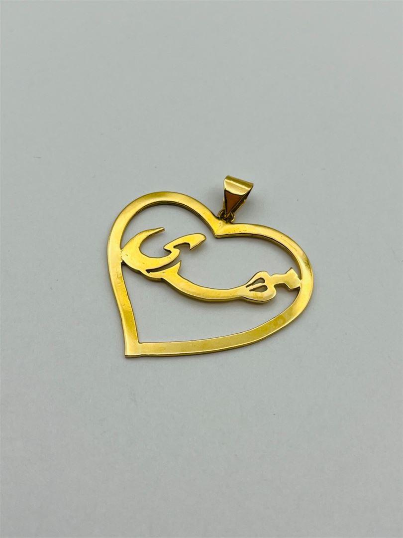 آویز پلاک طلا 18عیار قلب مهدی