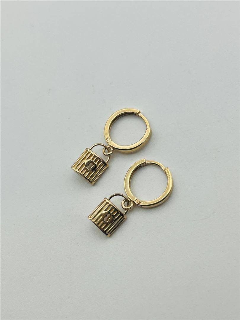 گوشواره طلا 18عیار آویز قفل134322
