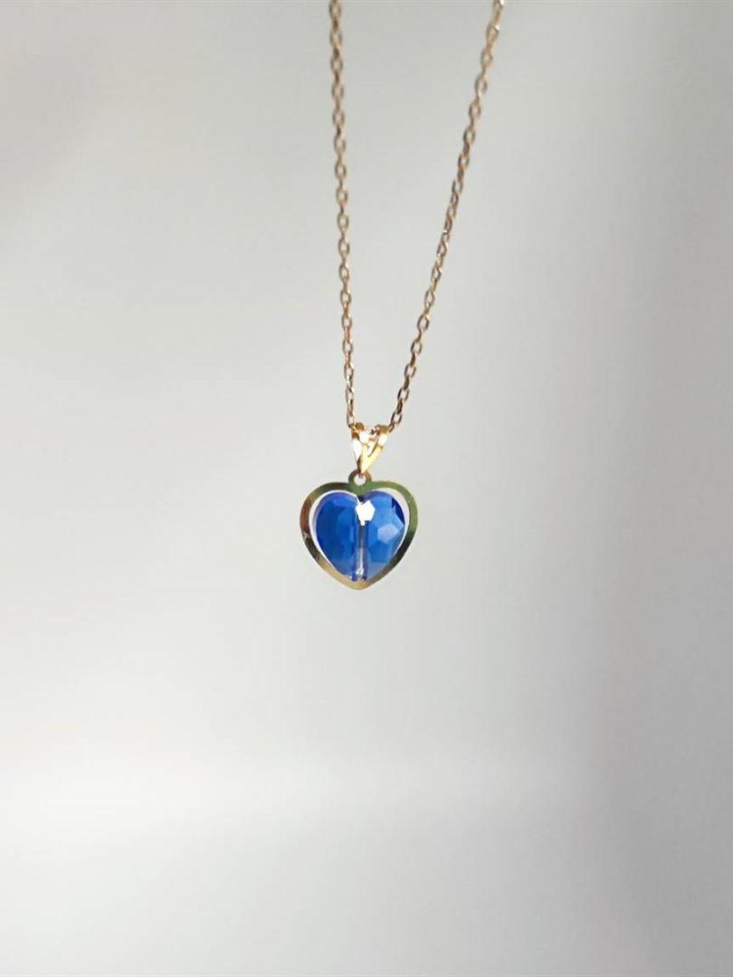 آویز پلاک طلا 18عیارقلب کریستال