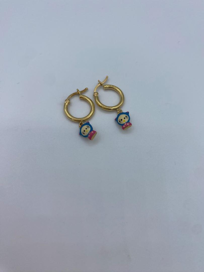 گوشواره حلقه ایی کیتی رنگی طلای 18 عیار126527