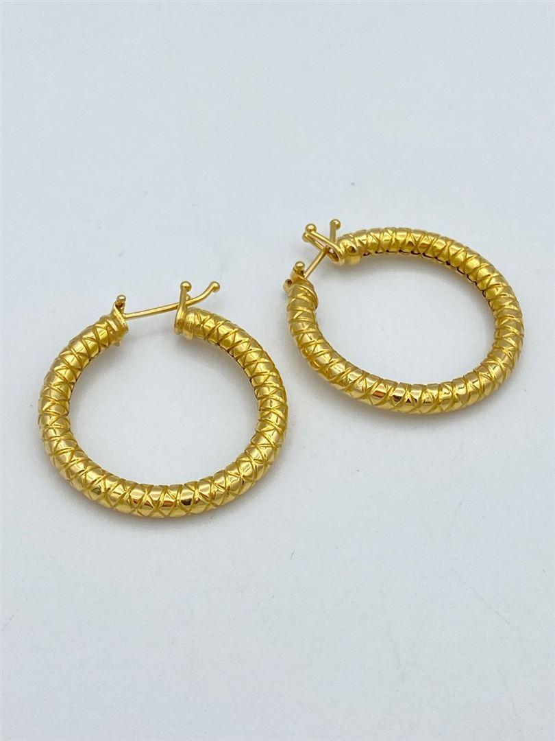 گوشواره طلا 18 عیار حلقه ای تراش[131689]