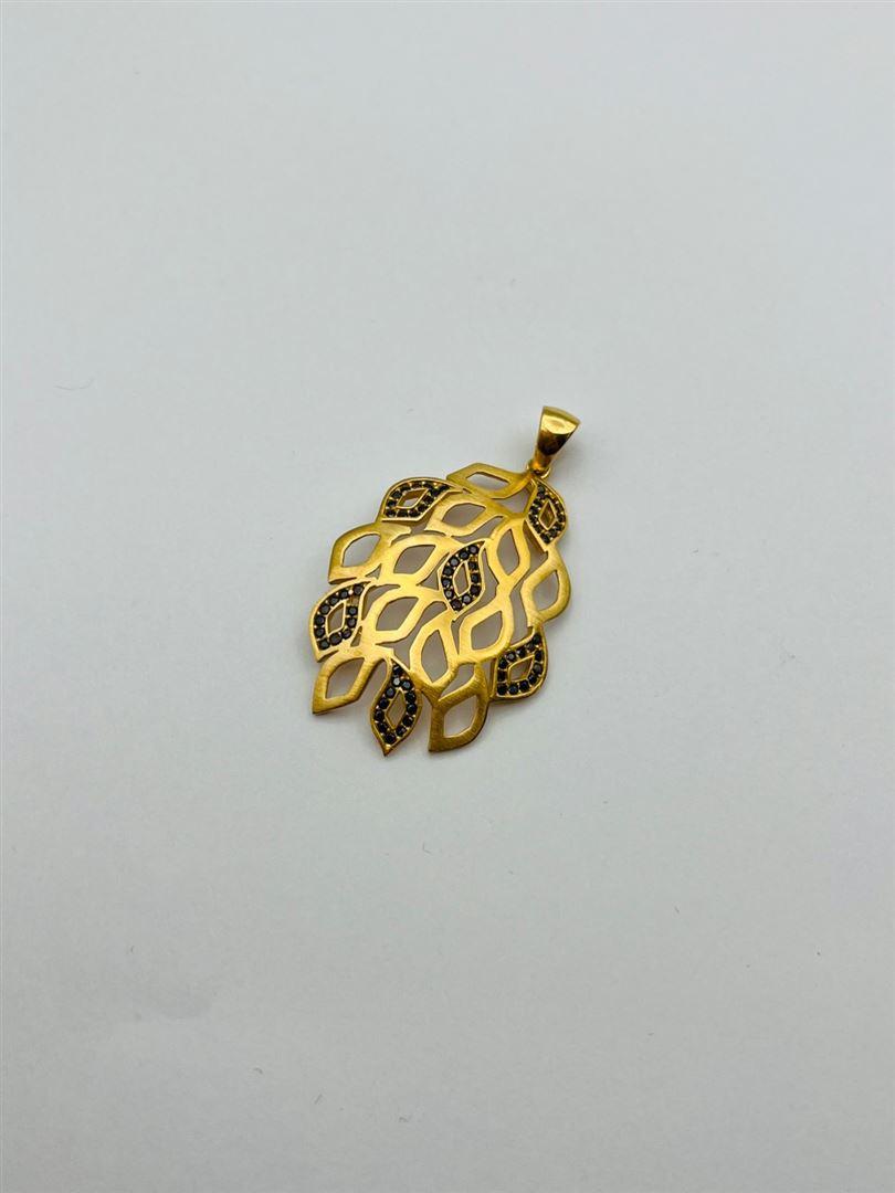 آویز پلاک طلا 18عیار نگین دار 140470