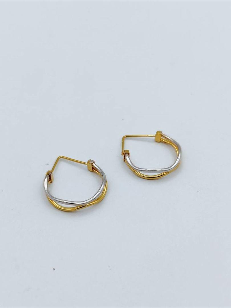 گوشواره طلا 18 عیار حلقه ای دو رنگ139257
