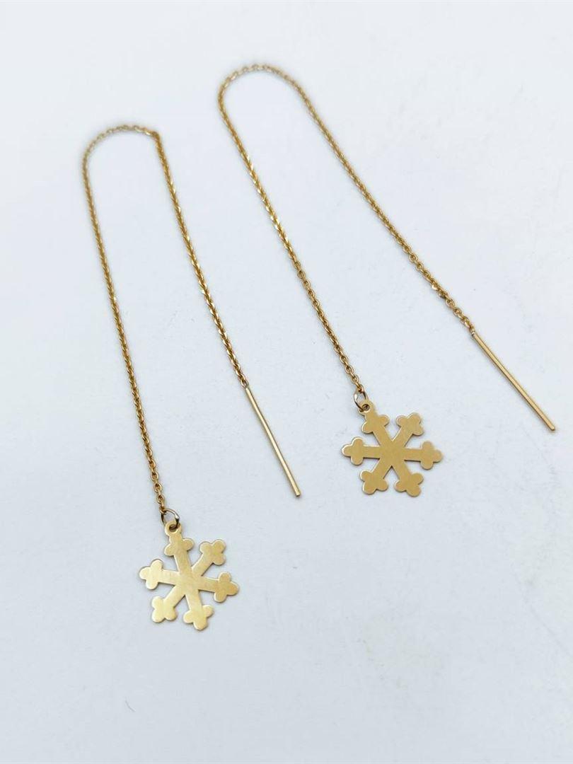 گوشواره طلا 18 عیار بخیه ای دونه برف134795