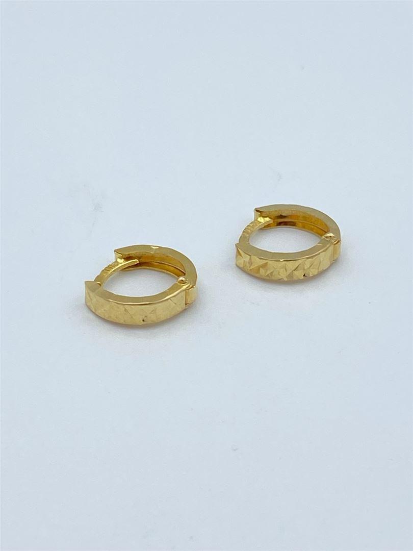 گوشواره طلا 18 عیار حلقه ای تراش 129491