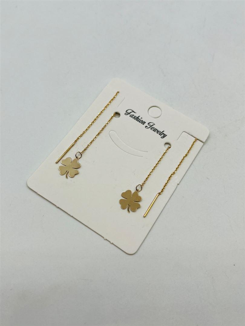 گوشواره طلا 18عیار بخیه ای شبدر