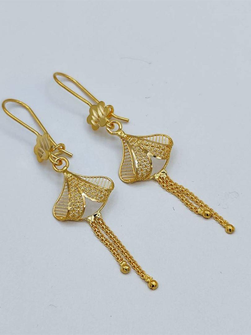 گوشواره طلا 18 عیار حلقه ای تراش136328