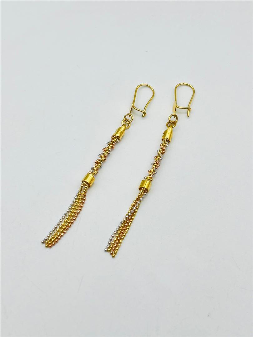 گوشواره طلا 18 عیار خودکاری سه رنگ 131900