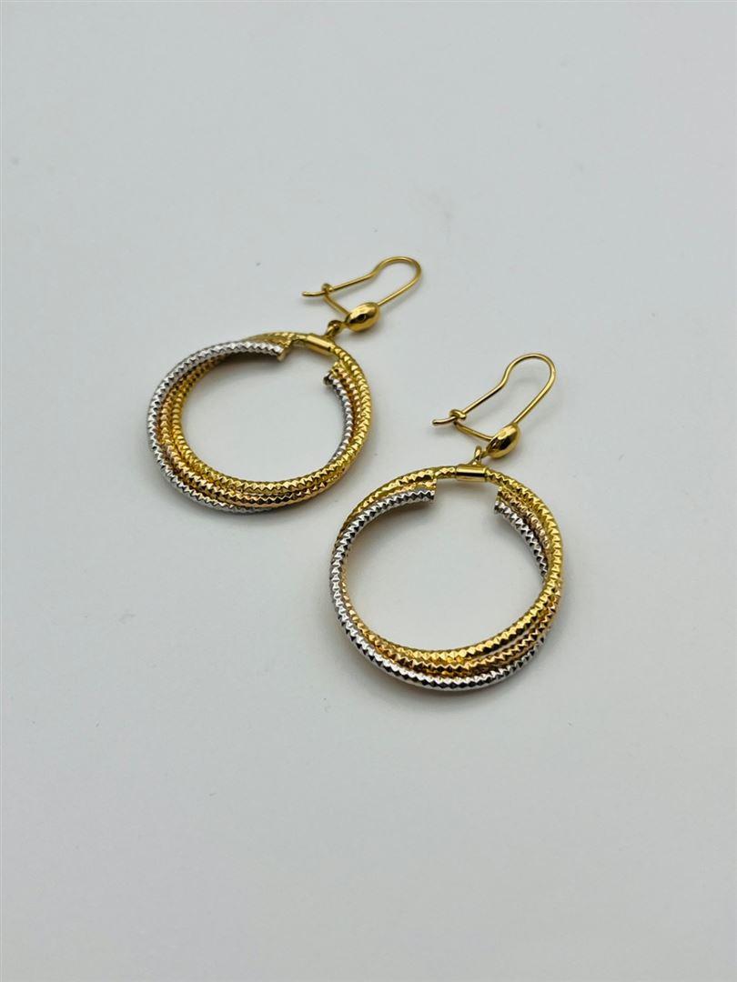 گوشواره طلا 18عیار تراش سه رنگ