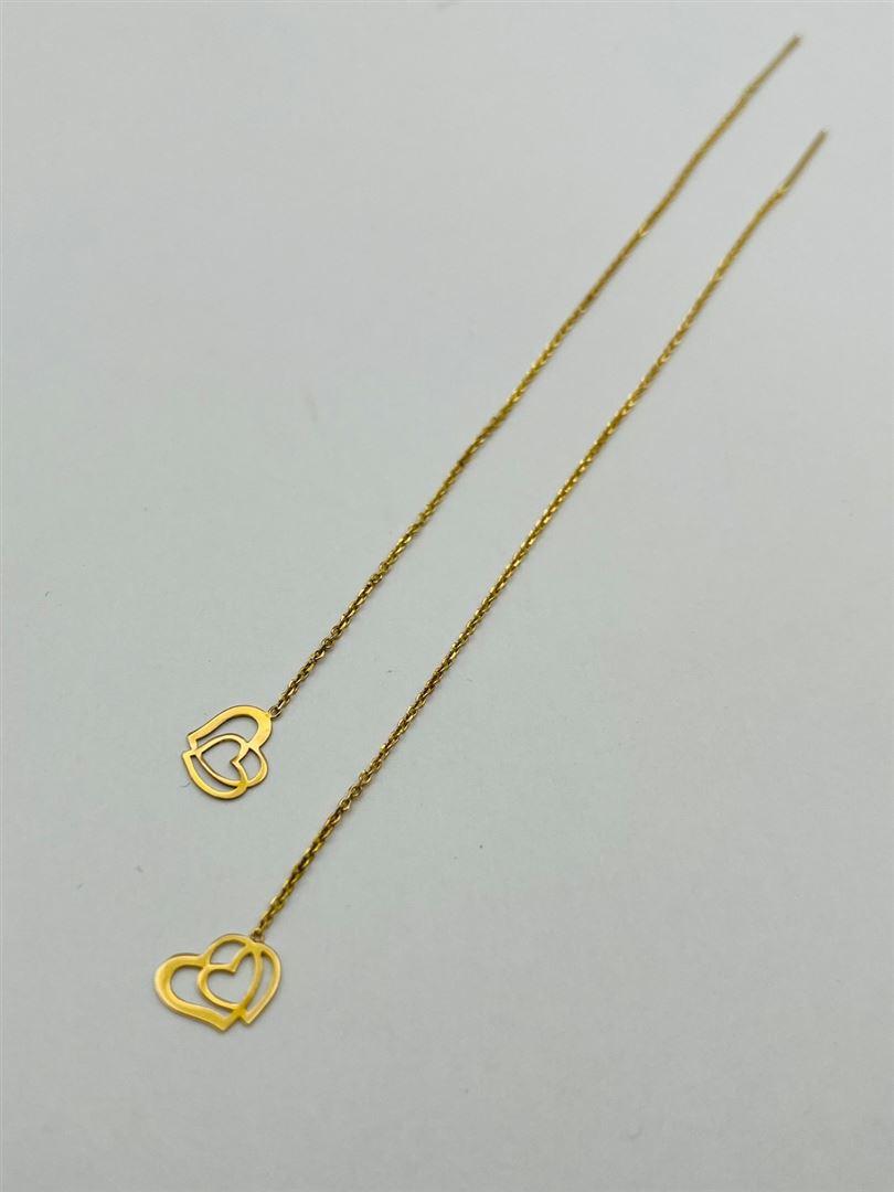 گوشواره طلا 18عیار بخیه ای قلب 139496