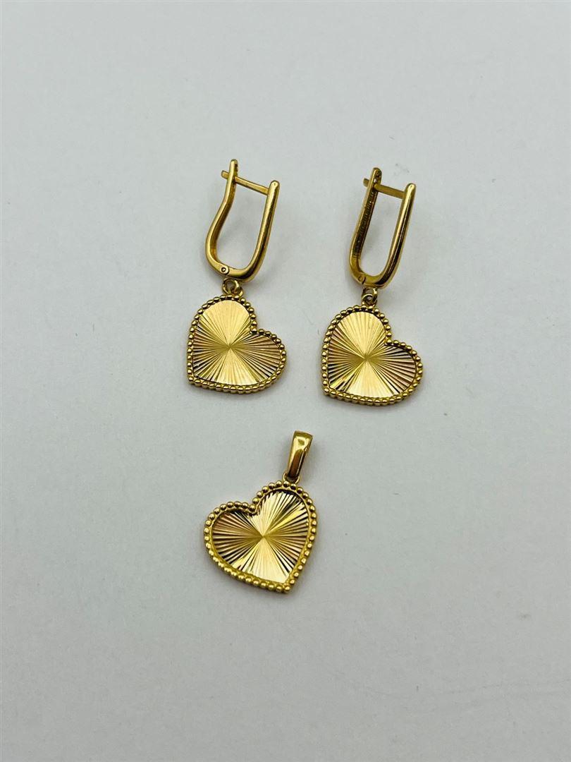 نیم ست طلا 18عیار تراش قلب [140858-140859]