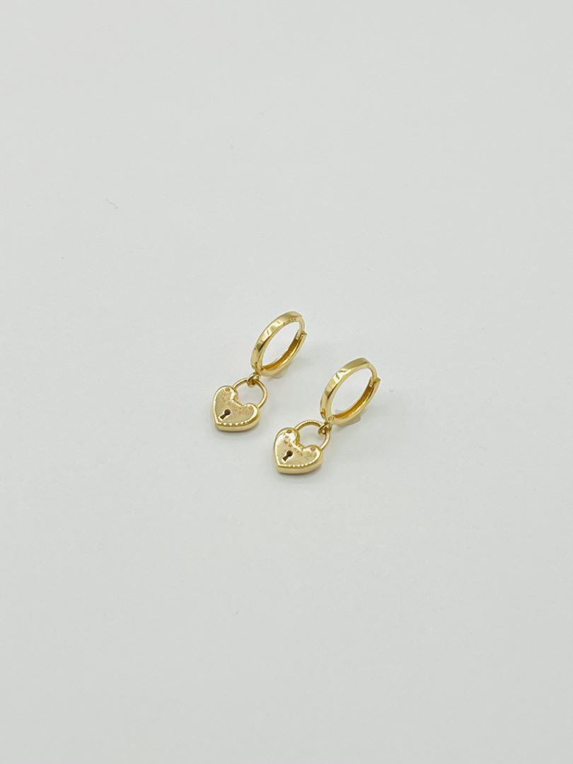 گوشواره طلا 18 عیار قلب قفل 127116
