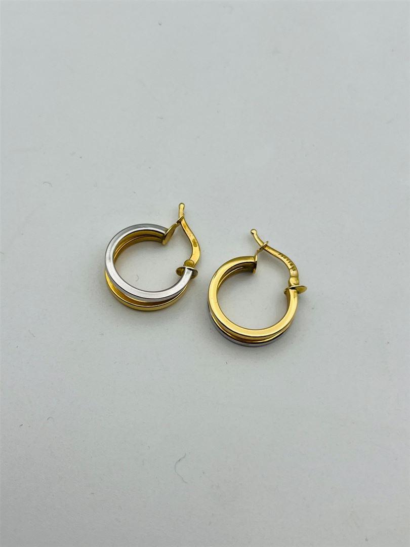 گوشواره طلا 18عیار حلقه ای دو رنگ