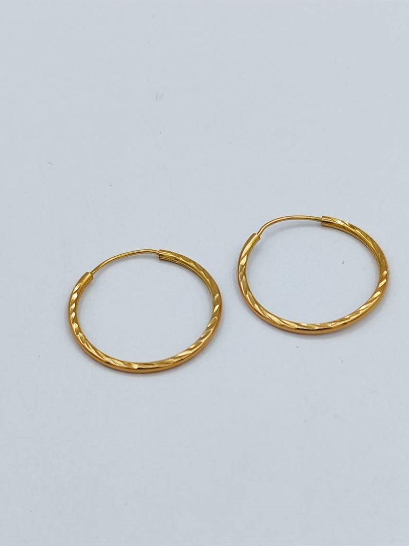گوشواره طلا 18 عیار حلقه ای تراش 136366