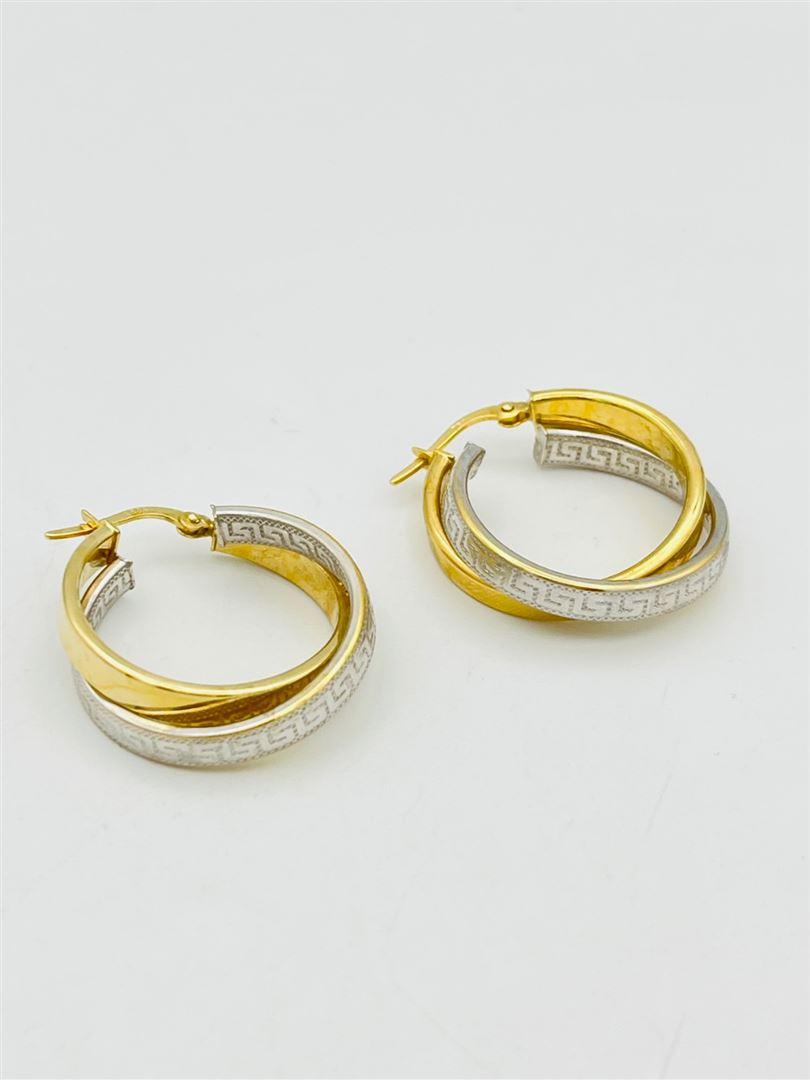 گوشواره طلا 18عیار حلقه ای ورساچه دورنگ 132047