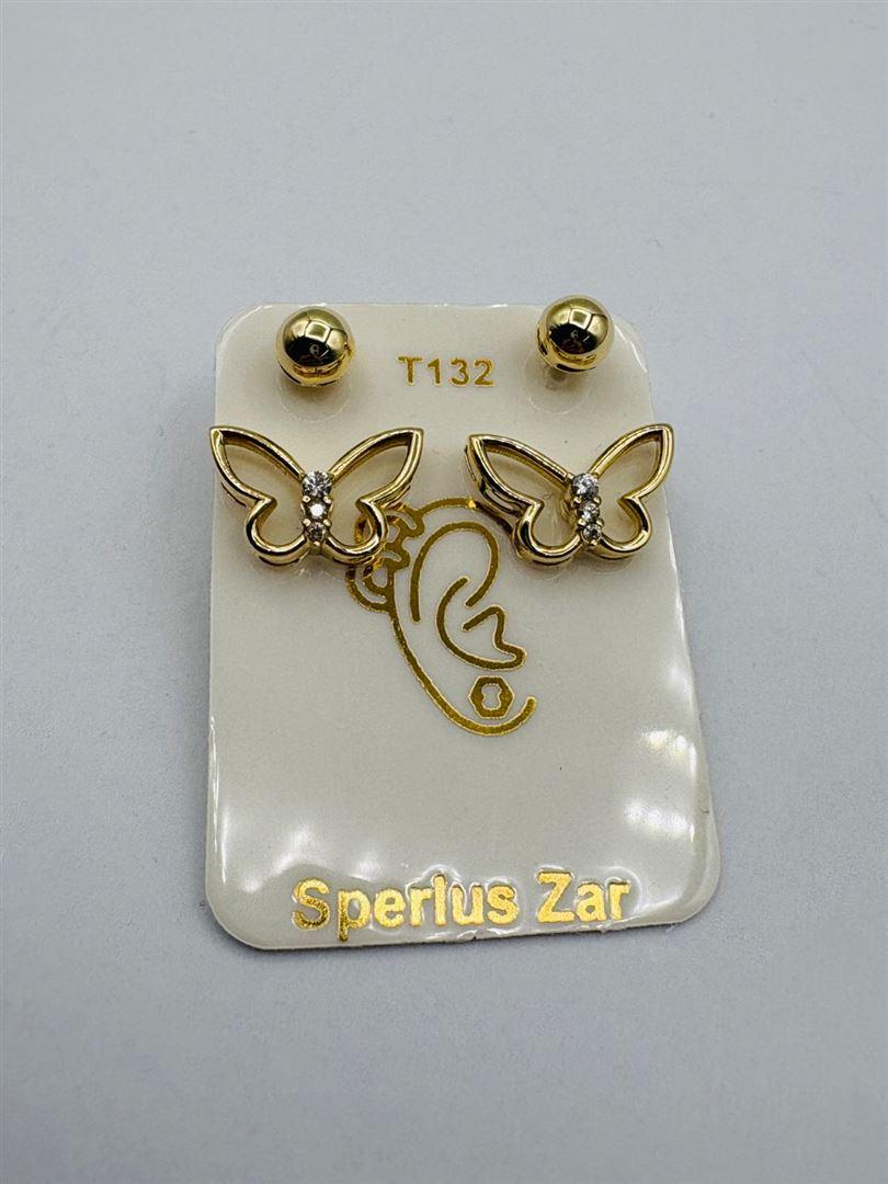 گوشواره طلا 18عیار پرسینگی دیور پروانه133495