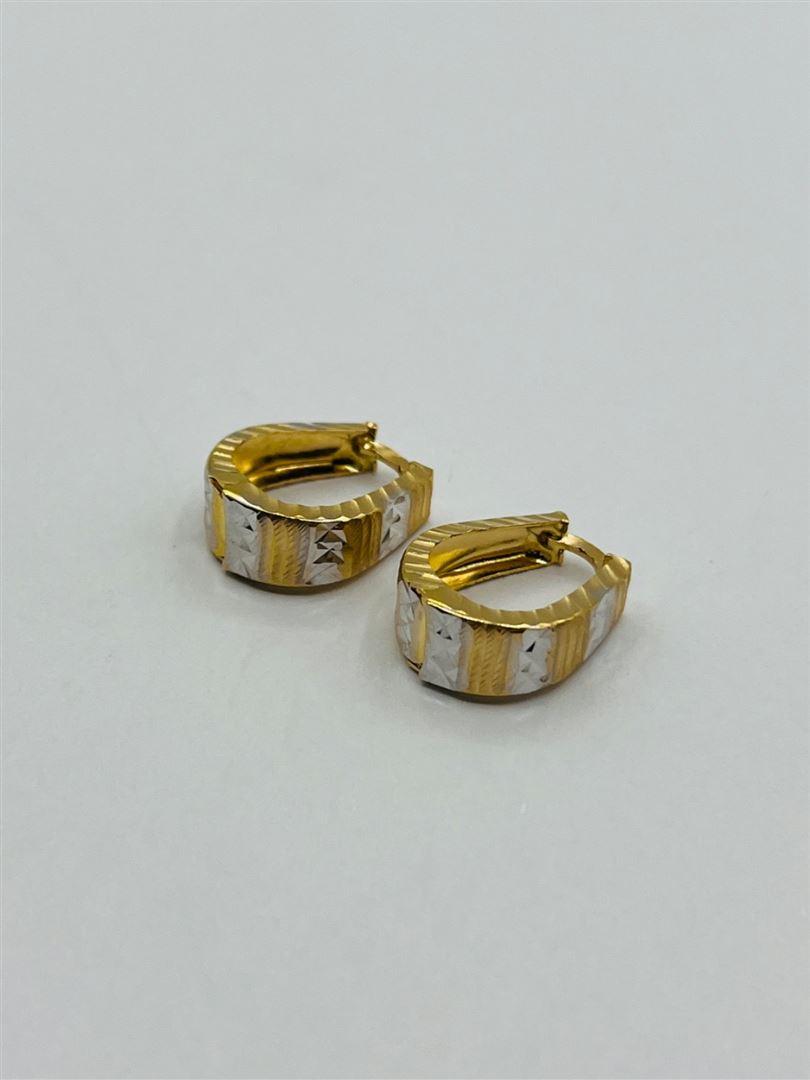 گوشواره طلا 18عیار تراش دو رنگ 133674