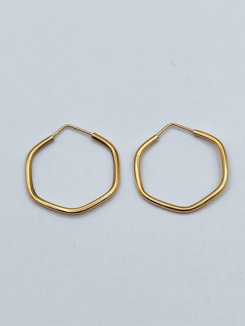 گوشواره طلا 18 عیار حلقه ای چند ضلعی 135422
