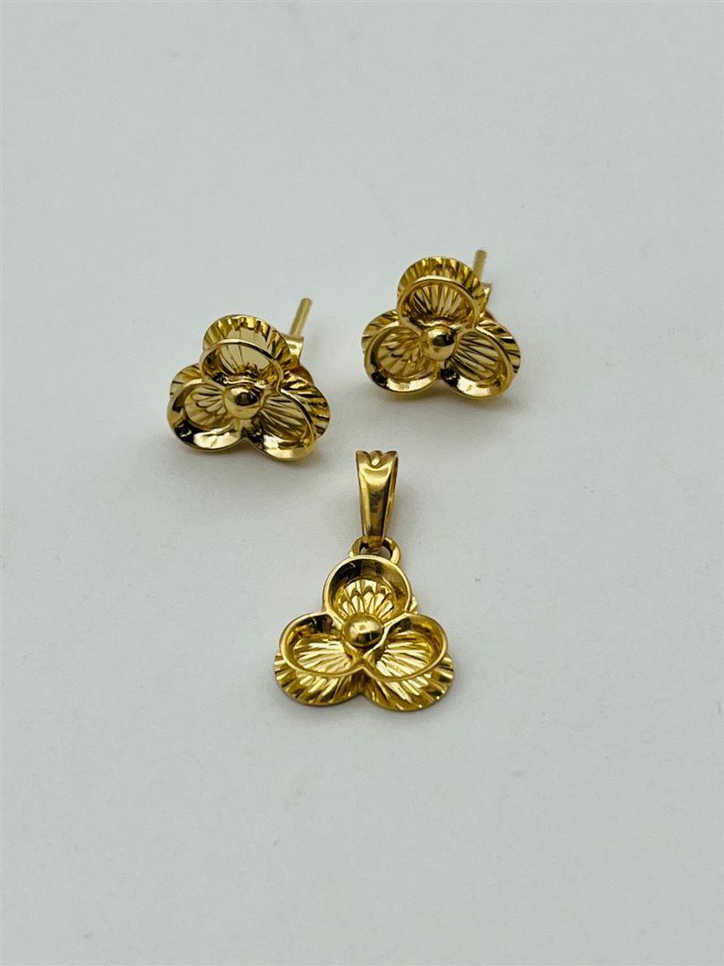 ست طلا 18عیار گل تراش143363-143364