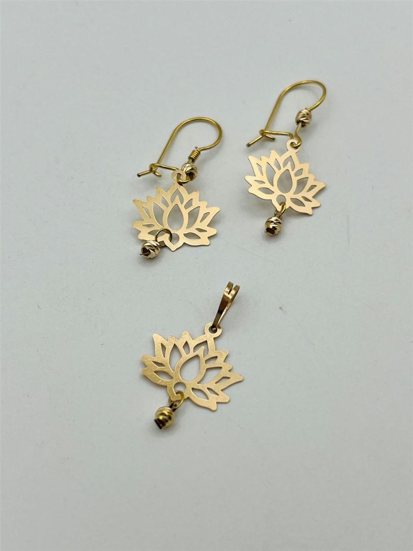 نیم ست طلا 18عیار نیلوفر آبی143050-143051