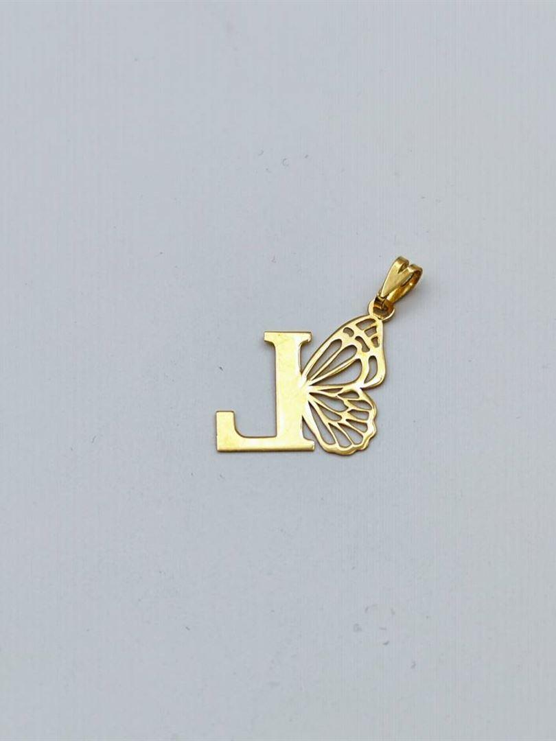 آویز پلاک طلا 18عیار L پروانه144802
