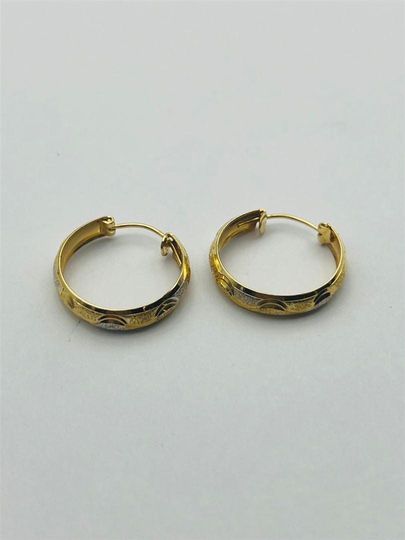 گوشواره طلا 18عیار حلقه ای تراش 139549