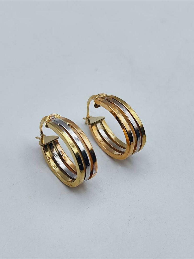 گوشواره طلا 18 عیار حلقه ای 3 رنگ