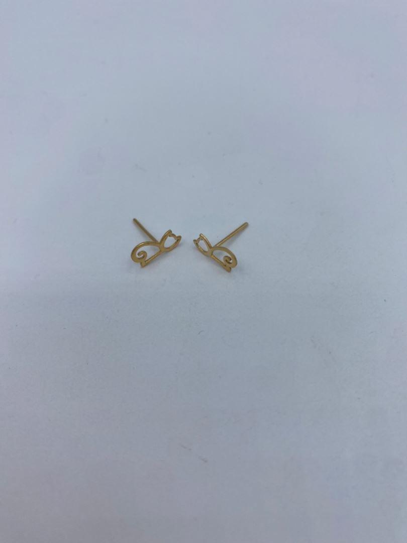 گوشواره میخی طلا 18 عیار گربه 124855