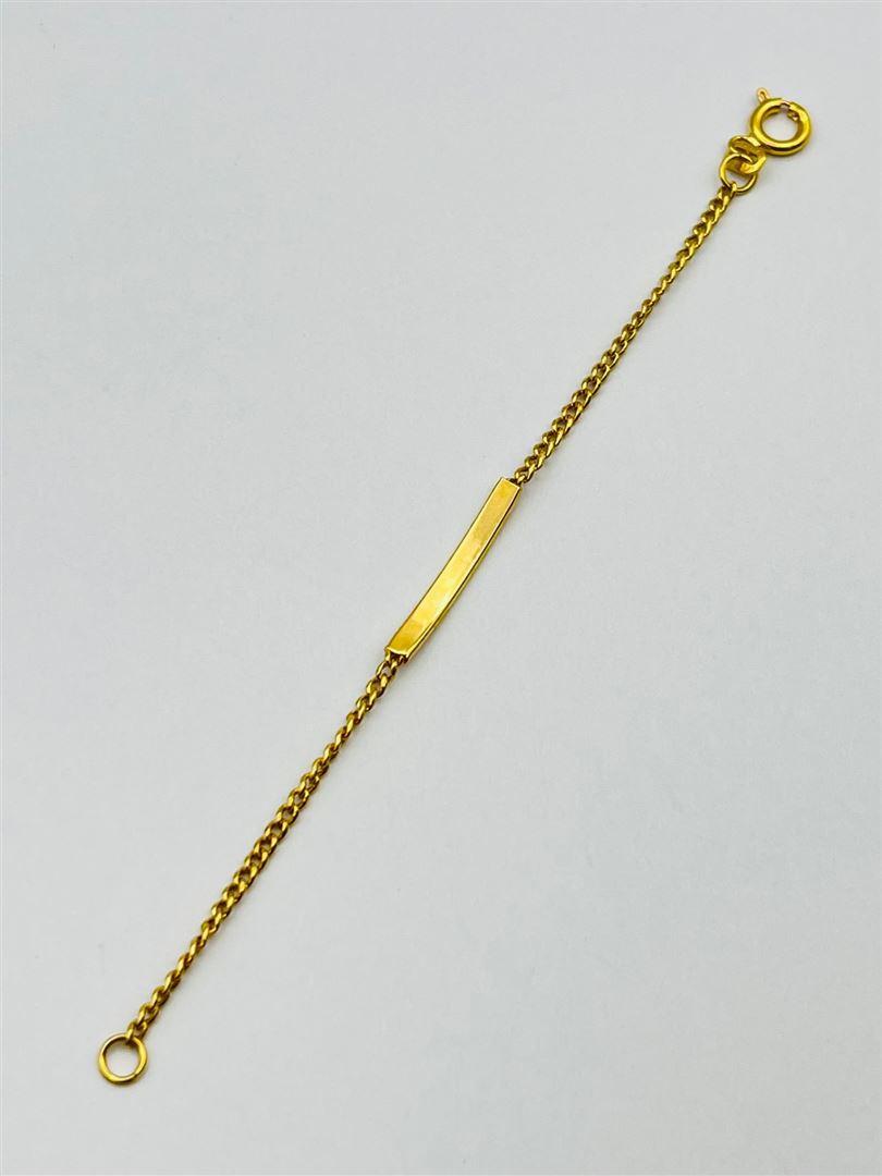 دستبند طلا 18 عیار کارتیر پلاک بچگانه