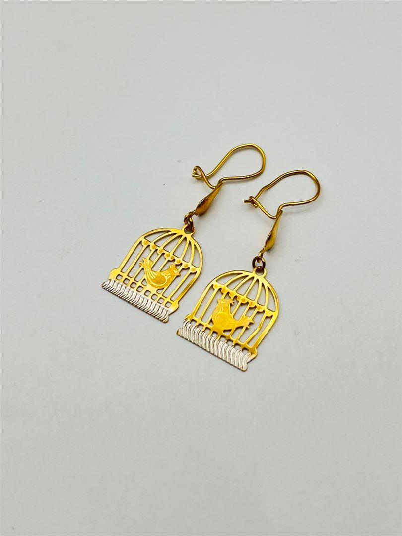 گوشواره طلا 18 عیار مرغ آمین