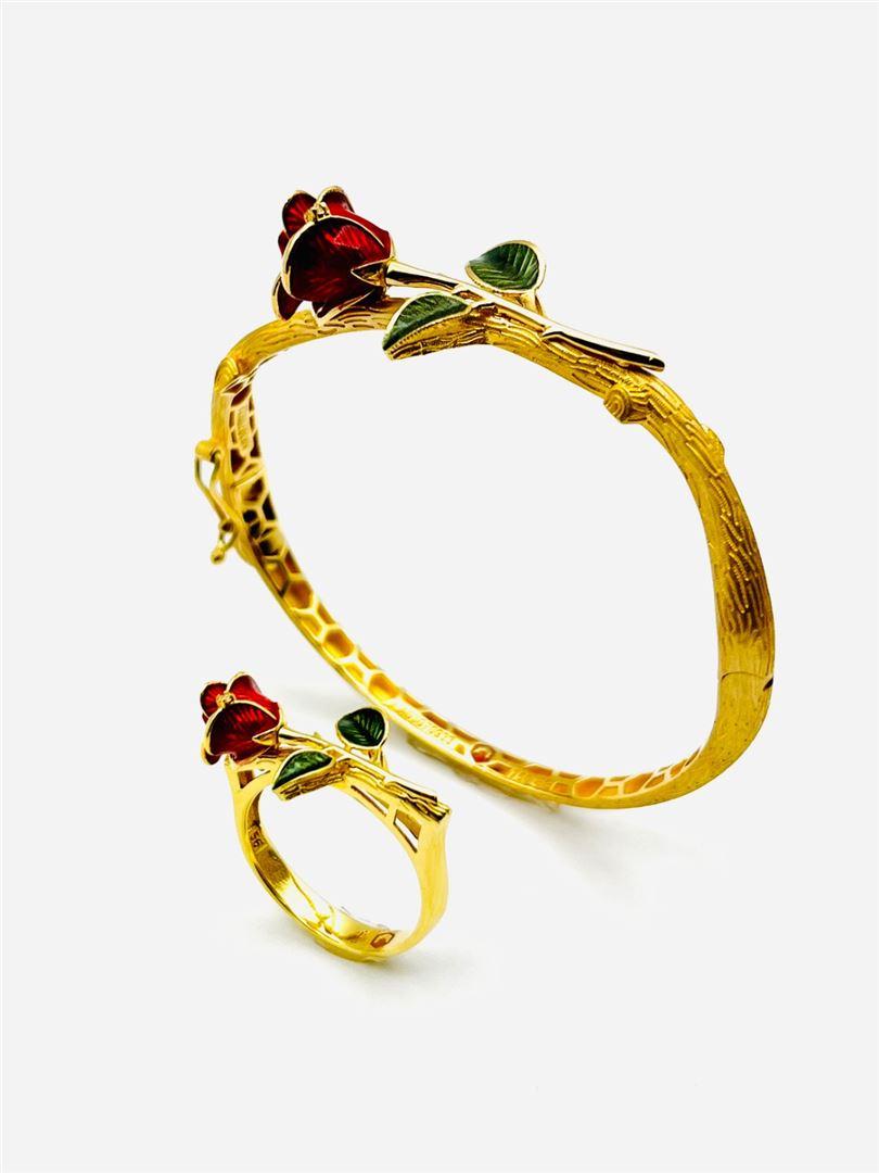 دستبند طلا 18 عیار گل رز 137403