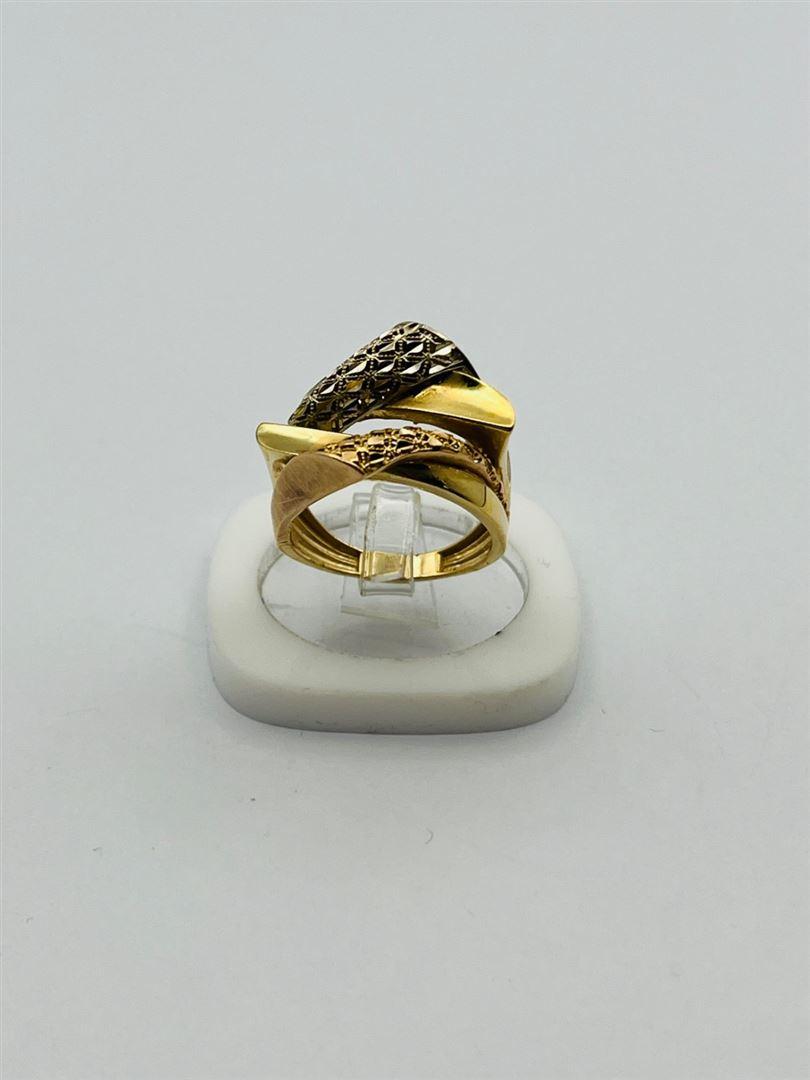 انگشتر طلا 18عیار تراش دو رنگ