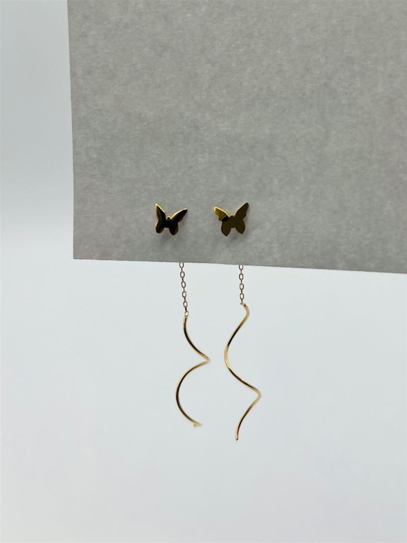 گوشواره طلا 18 عیار کرلی پروانه 135805