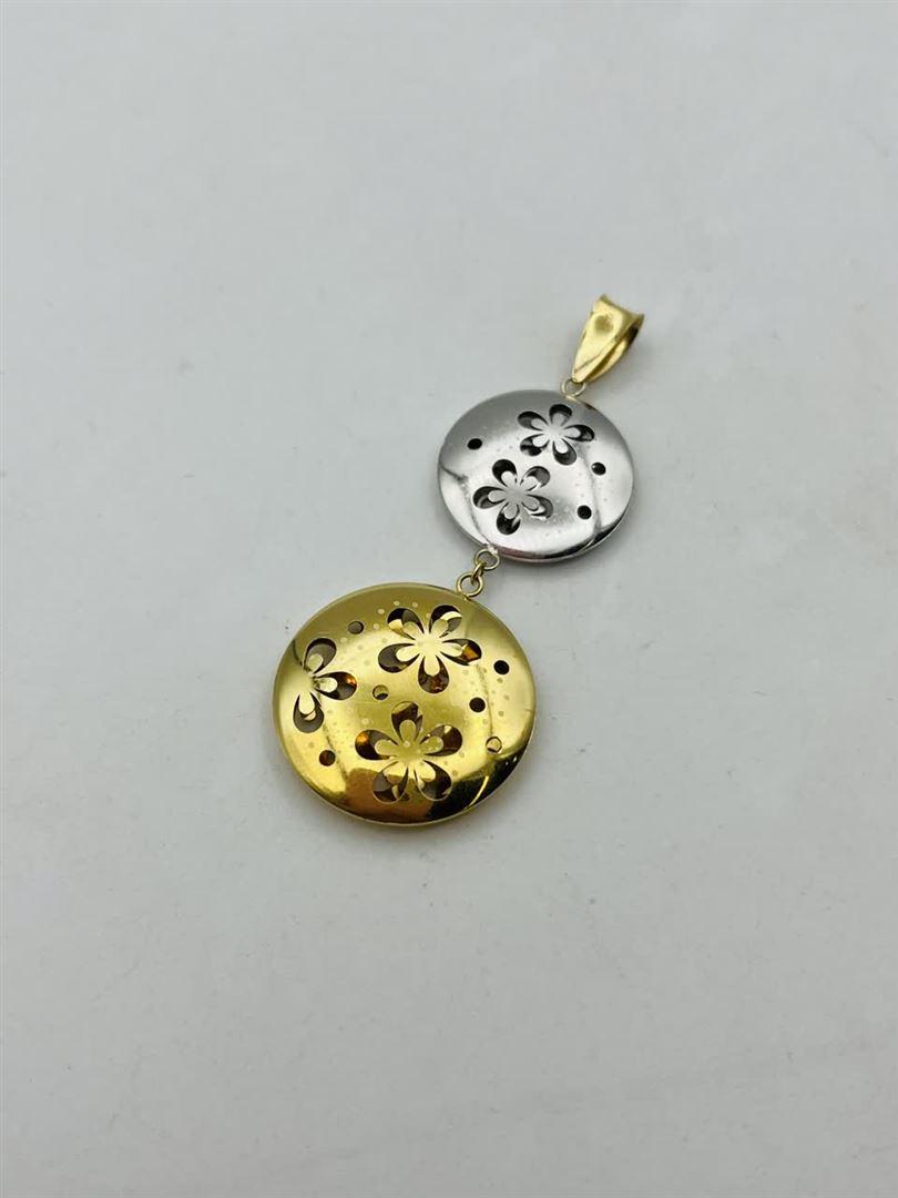 آویز پلاک طلا 18عیار سکه ای گل138955