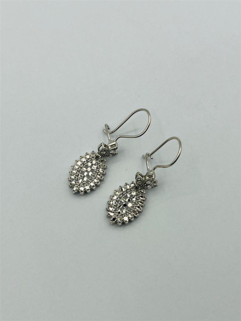 گوشواره طلا 18عیار تراش سفید 133747