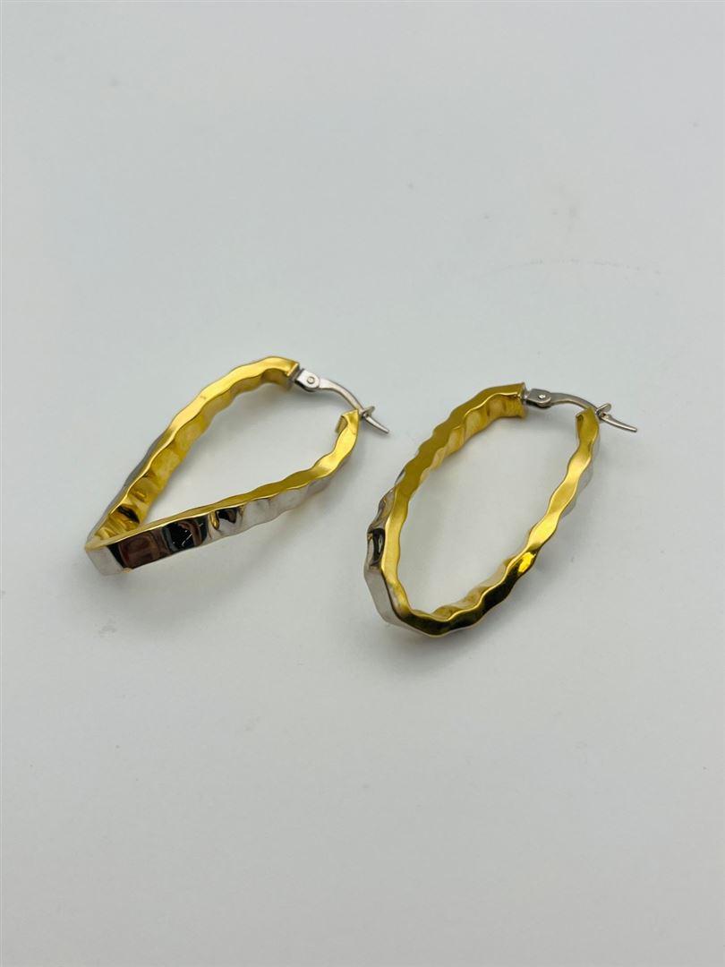 گوشواره طلا 18عیار موجی دو رنگ